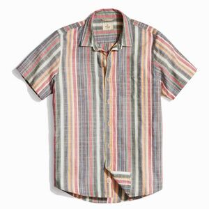 Marine Layer Hemp Tencel Striped Short Sleeve Button Down Shirt - Medium